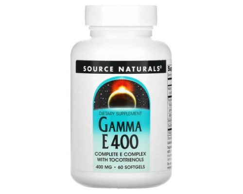 Source Naturals, Gamma E 400, Complete E Complex With Tocotrienols, 400 mg, 60 Softgels Source Naturals, Gamma E 400, Complete E Complex With Tocotrienols, 400 mg, 60 Softgels