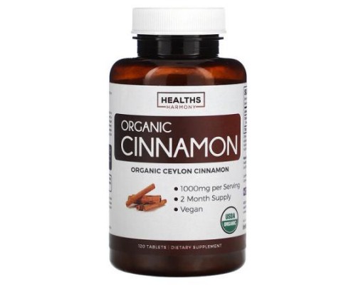 Healths Harmony, Organic Ceylon Cinnamon, 120 Tablets (500 mg per Tablet) Healths Harmony, Organic Ceylon Cinnamon, 120 Tablets (500 mg per Tablet)