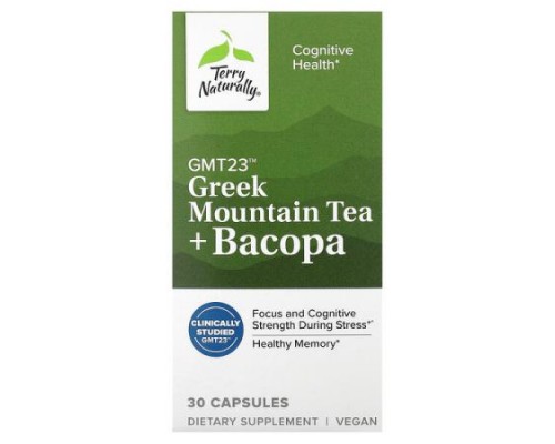 Terry Naturally, Greek Mountain Tea + Bacopa, 30 Capsules