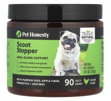 Pet Honesty, Scoot Stopper, For Dogs, Chicken, 90 Tasty Chews, 9.5 oz (270 g)