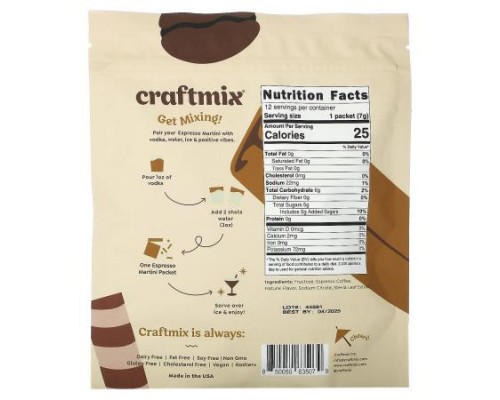 Craftmix, Cocktail Mix, Espresso Martini, 2.69 oz ( 84 g)