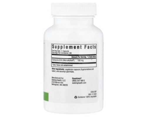 Seeking Health, CoQ10, 100 mg, 60 Vegetarian Capsules
