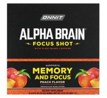 Onnit, Alpha Brain Focus Shot, Peach, 6 Bottles, 2.5 fl oz (75 ml) Each
