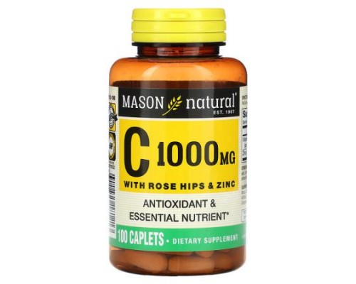 Mason Natural, Vitamin C with Rose Hips & Zinc, 1,000 mg, 100 Caplets