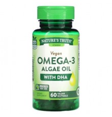 Nature's Truth, Vegan Omega-3 Algae Oil with DHA, 200 mg, 60 Vegan Softgels