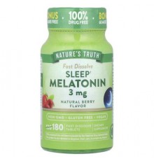 Nature's Truth, Sleep Melatonin, Natural Berry, 3 mg, 180 Fast Dissolve Tablets