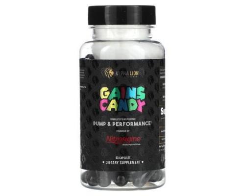 ALPHA LION, Gains Candy, Nitrosigine, 63 Capsules (500 mg per Capsule) ALPHA LION, Gains Candy, Nitrosigine, 63 Capsules (500 mg per Capsule)