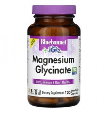 Bluebonnet Nutrition, Magnesium Glycinate, 120 Vegetable Capsules (100 mg per Capsule)