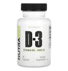 NutraBio, Vitamin D-3, 50 mcg (2,000 IU), 90 Capsules