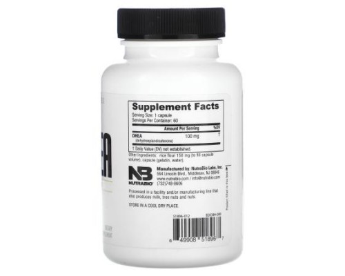 NutraBio, DHEA, 100 mg, 60 Capsules NutraBio, DHEA, 100 mg, 60 Capsules