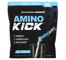 NutraBio, Amino Kick, Blue Raspberry, 20 Stick Packs, 0.32 oz (9 g) Each