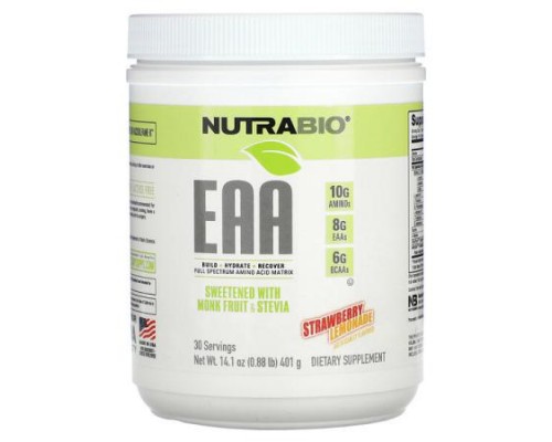NutraBio, EAA, Strawberry Lemonade, 0.88 lb (401 g)