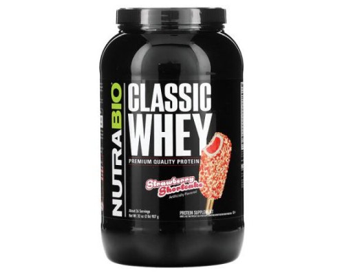 NutraBio, Classic Whey Protein, Strawberry Shortcake, 2 lb (907 g)