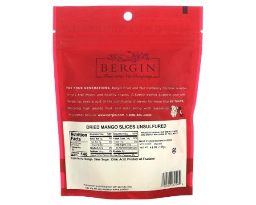 Bergin Fruit and Nut Company, Mangos, Dried Slices, 4.5 oz (127 g) Bergin Fruit and Nut Company, Mangos, Dried Slices, 4.5 oz (127 g)