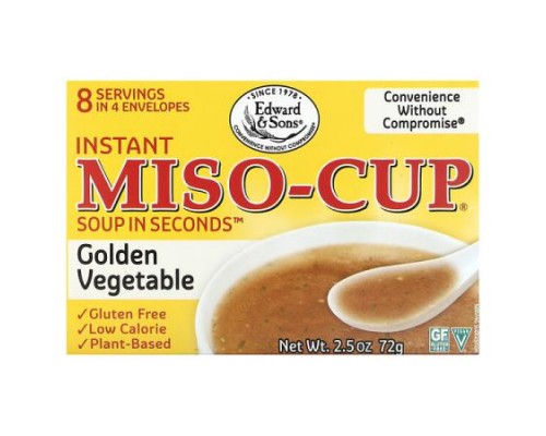 Edward & Sons, Instant Miso-Cup, Golden Vegetable, 4 Envelopes, 2.5 oz (79 g) Edward & Sons, Instant Miso-Cup, Golden Vegetable, 4 Envelopes, 2.5 oz (79 g)