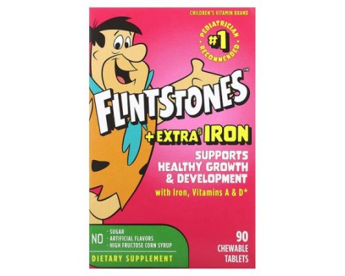 Flintstones, Children's Multivitamin, Plus Extra Iron, 90 Chewable Tablets