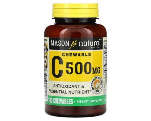 Mason Natural, Vitamin C, Orange Vanilla, 500 mg, 100 Chewables