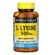 Mason Natural, L- Lysine, 500 mg, 100 Tablets