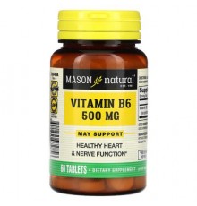 Mason Natural, Vitamin B6, 500 mg, 60 Tablets