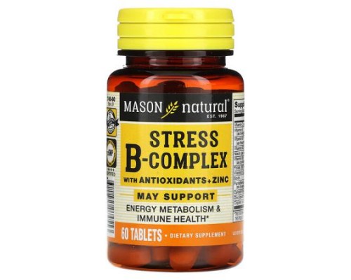 Mason Natural, Stress B-Complex with Antioxidants+Zinc, 60 Tablets