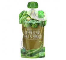 Happy Family Organics, Happy Baby, Clearly Crafted, 6+ Months, Green Beans, Pear & Spinach, 4 oz (113 g)
