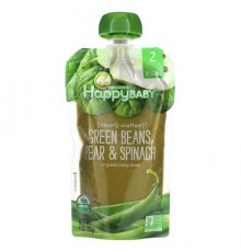 Happy Family Organics, Happy Baby, Clearly Crafted, 6+ Months, Green Beans, Pear & Spinach, 4 oz (113 g)
