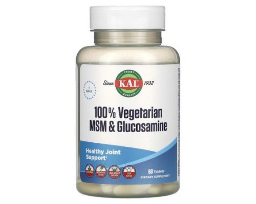 KAL, 100% Vegetarian MSM & Glucosamine, 60 Tablets