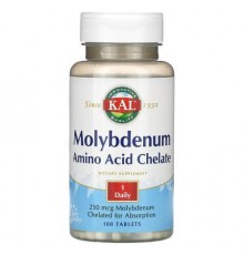 KAL, Molybdenum Amino Acid Chelate, 250 mcg, 100 Tablets