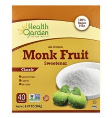 Health Garden, All-Natural Monk Fruit Sweetener, Classic, 40 Packets, 0.21 oz (6 g) Each