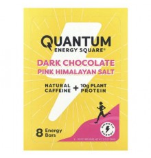 Quantum Energy Square, Dark Chocolate Pink Himalayan Salt, 8 Energy Bars, 1.69 oz (48 g) Each