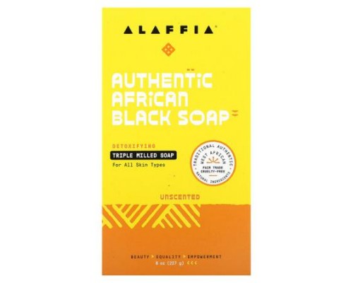 Alaffia, Authentic African Black Soap, Triple Milled, Unscented, 8 oz (227 g) Alaffia, Authentic African Black Soap, Triple Milled, Unscented, 8 oz (227 g)
