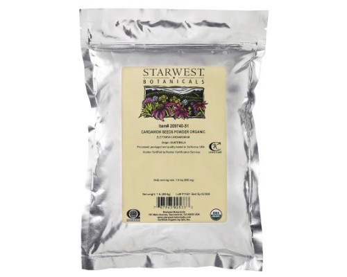 Starwest Botanicals, Organic Cardamom Seeds Powder, 1 lb (453.6 g) Starwest Botanicals, Organic Cardamom Seeds Powder, 1 lb (453.6 g)