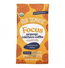 Four Sigmatic, Focus, Organic Cold Brew Coffee With Lion's Mane, Mushroom & Yacon, Coarse Grind, Dark Roast, 10 oz (283 g)