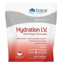 Trace, TM Sport, Hydration I.V., Electrolyte Drink Paks, Strawberry Coconut, 16 Packets, 0.56 oz (16 g) Each