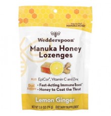 Wedderspoon, Manuka Honey Lozenges, Lemon Ginger, 2.6 oz (74 g)