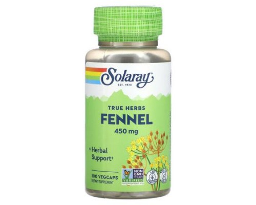 Solaray, True Herbs, Fennel, 450 mg, 100 VegCaps