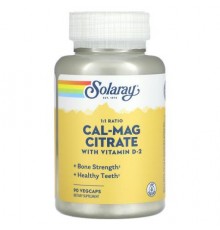 Solaray, Cal-Mag Citrate with Vitamin D-2, 90 VegCaps