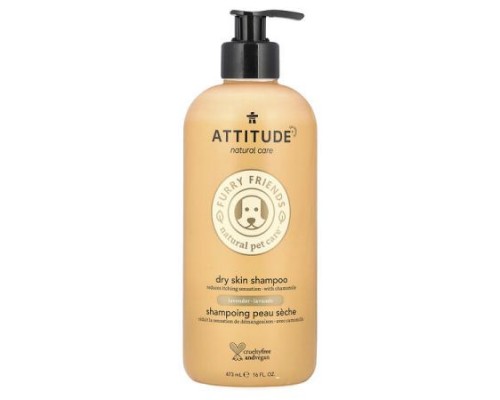 ATTITUDE, Furry Friends Natural Pet Care, Dry Skin Shampoo, Lavender, 16 fl oz (473 ml) ATTITUDE, Furry Friends Natural Pet Care, Dry Skin Shampoo, Lavender, 16 fl oz (473 ml)
