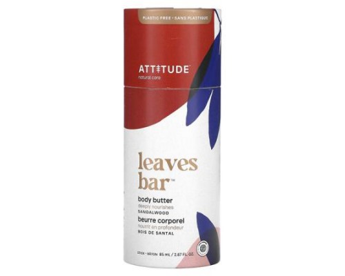 ATTITUDE, Leaves Bar, Body Butter, Sandalwood, 2.87 fl oz (85 ml)