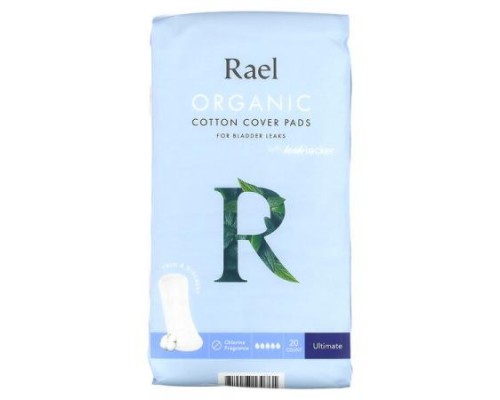 Rael, Organic Cotton Cover Pads with Leaklocker, Thin and Discreet, Ultimate, 20 Count Rael, Organic Cotton Cover Pads with Leaklocker, Thin and Discreet, Ultimate, 20 Count