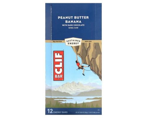 Clif Bar, Energy Bar, Peanut Butter Banana with Dark Chocolate, 12 Bars, 2.40 oz (68 g) Each Clif Bar, Energy Bar, Peanut Butter Banana with Dark Chocolate, 12 Bars, 2.40 oz (68 g) Each