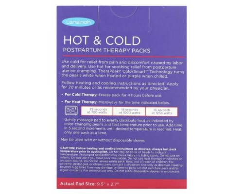 Lansinoh, Hot & Cold Postpartum Therapy Packs, 2 Reusable Packs & 12 Disposable Sleeves