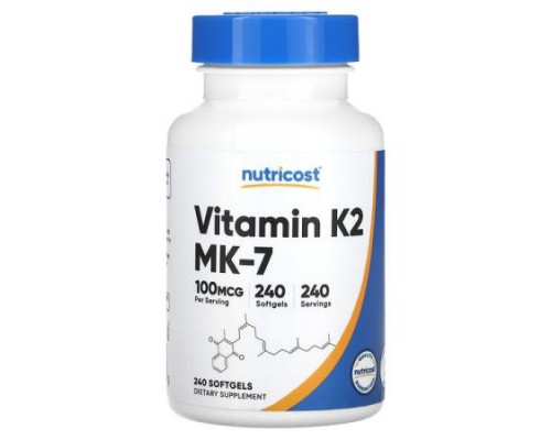 Nutricost, Vitamin K2, 100 mcg, 240 Softgels