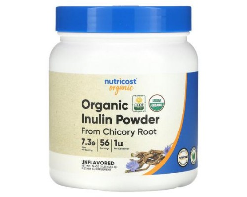 Nutricost, Organic Inulin Powder, Unflavored, 16 oz (454 g)