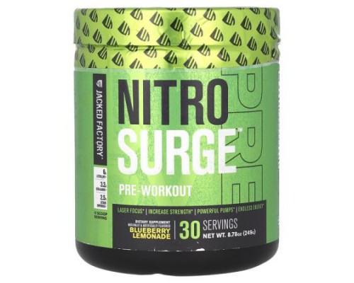 Jacked Factory, Nitro Surge, Pre-Workout, Blueberry Lemonade, 8.87 oz (249 g)