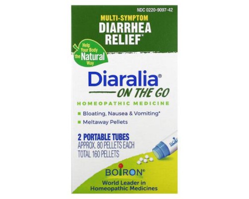 Boiron, Diaralia On The Go, 2 Portable Tubes, Approx. 80 Pellets Each Boiron, Diaralia On The Go, 2 Portable Tubes, Approx. 80 Pellets Each