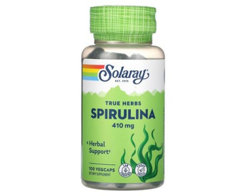 Solaray, True Herbs, Spirulina, 410 mg, 100 Vegcaps