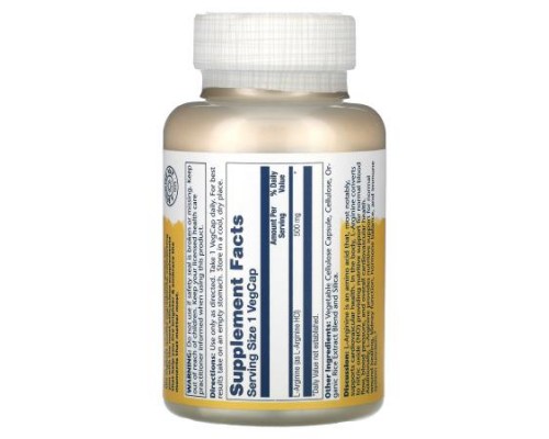Solaray, L-Arginine , 500 mg, 100 VegCaps