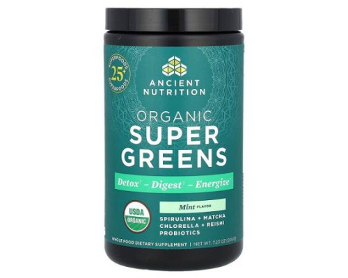 Ancient Nutrition, Organic SuperGreens, Mint, 7.23 oz (205 g) Ancient Nutrition, Organic SuperGreens, Mint, 7.23 oz (205 g)