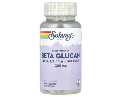 Solaray, Beta Glucan, High Potency, 200 mg, 30 VegCaps